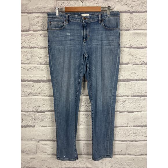EILEEN FISHER Women's 12 Blue Organic Cotton Blend Straight Denim Stretch Jeans - Picture 2 of 10
